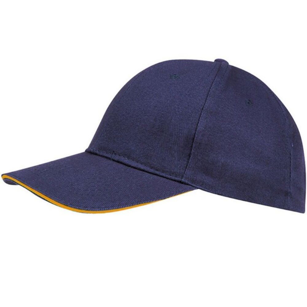 SOLS Unisex Buffalo 6 Panel Baseball Cap / French Navy/Neon Orange